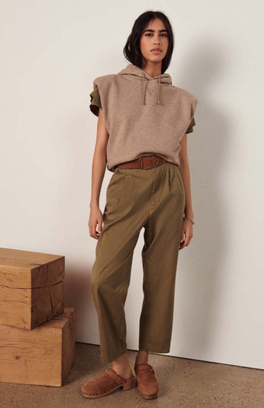 BA&SH High-Waisted Pleated Tapered Leg Cotton Trouser Pants Women's Size Large